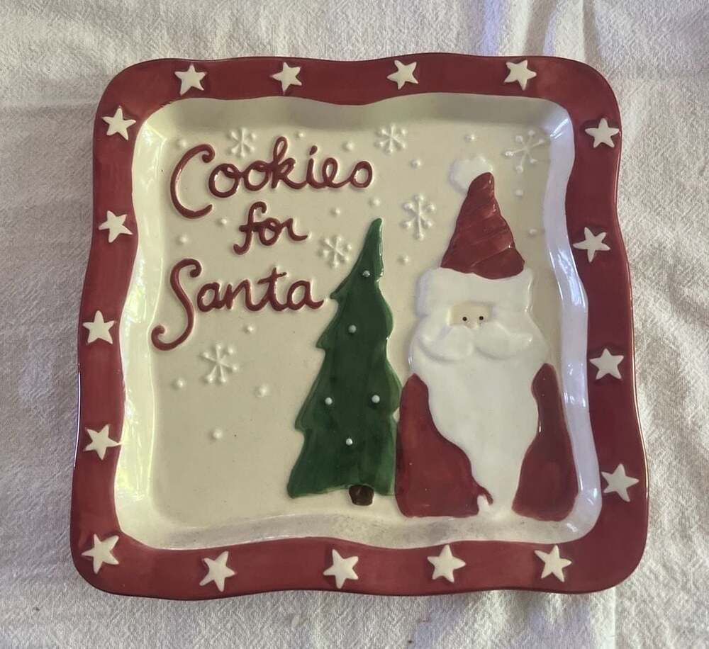 Bella Casa by Ganz "Cookies for Santa" Square Ceramic Christmas Plate